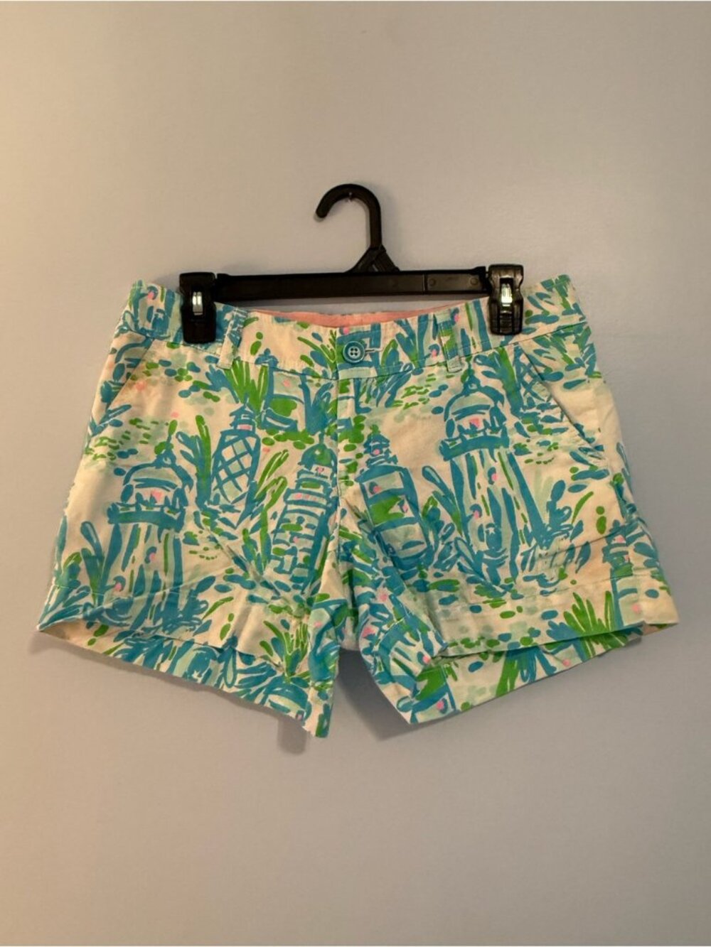 Lilly Pulitzer The Callahan Shorts Lighthouse Print Blue & Green Size 4 Golf